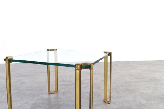 Image 1 of Hollywood Regency Brass and Glass Coffee Tables by Peter Ghyczy, 1970s, Set of 2