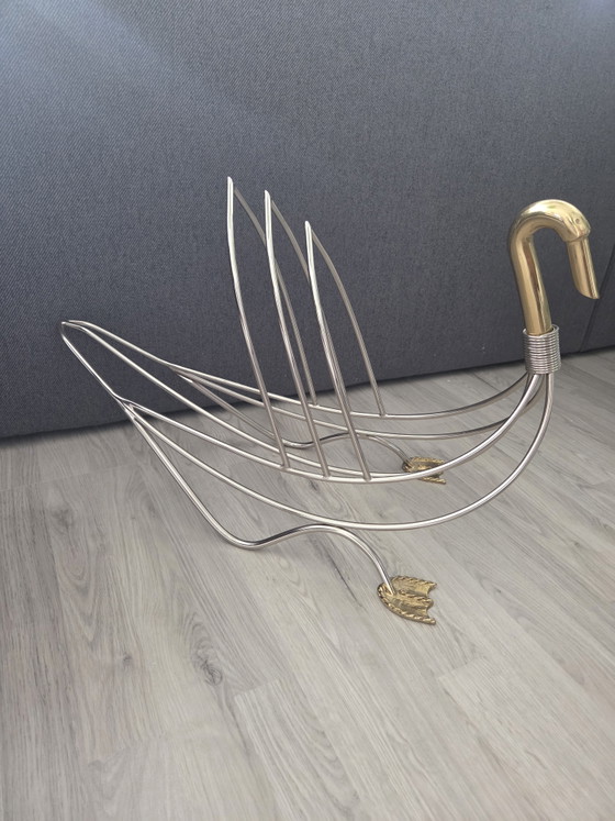 Portariviste vintage “Cigno” | Maison Jansen, circa anni '70 – Brass, Chrome (photo 14 of 15)