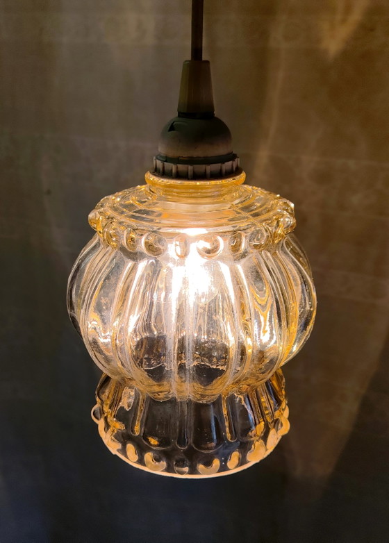 Molded Glass Globe Pendant Light - Mid-20th Century – Pendant lamps (photo 5 of 8)