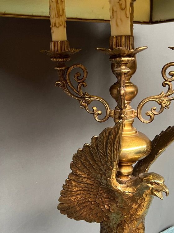 Large lamp with a bronze eagle figure. – Table lamps, Marble (photo 3 of 6)
