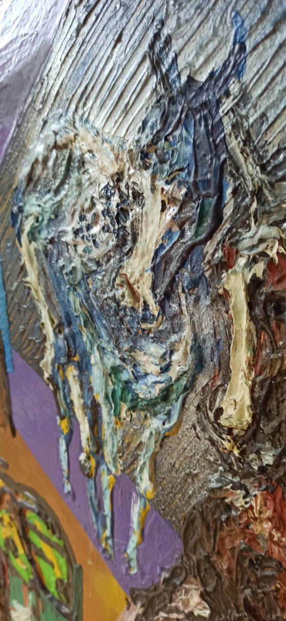 Image 1 of Barbara Ur, Personnes dans l'escalier, 1974, Huile sur toile