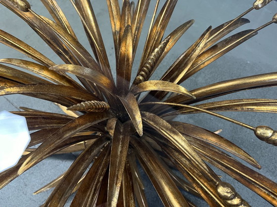 Image 1 of Vintage gilt metal sheaf of wheat coco chanel coffee table, 1960s