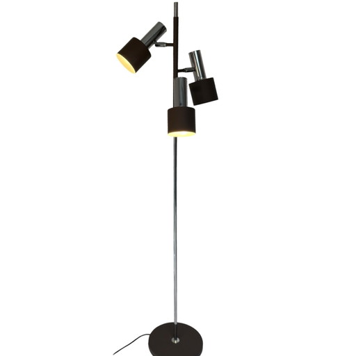 Johannes Hammerborg - Fog & Morup - Lampada da terra - Paralumi cromati e marroni - Design scandinavo/di metà (photo 2 of 9)