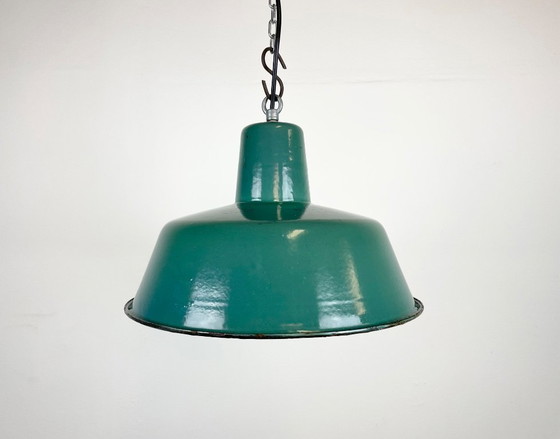 Image 1 of Industrial Petrol Enamel Pendant Lamp, 1960s