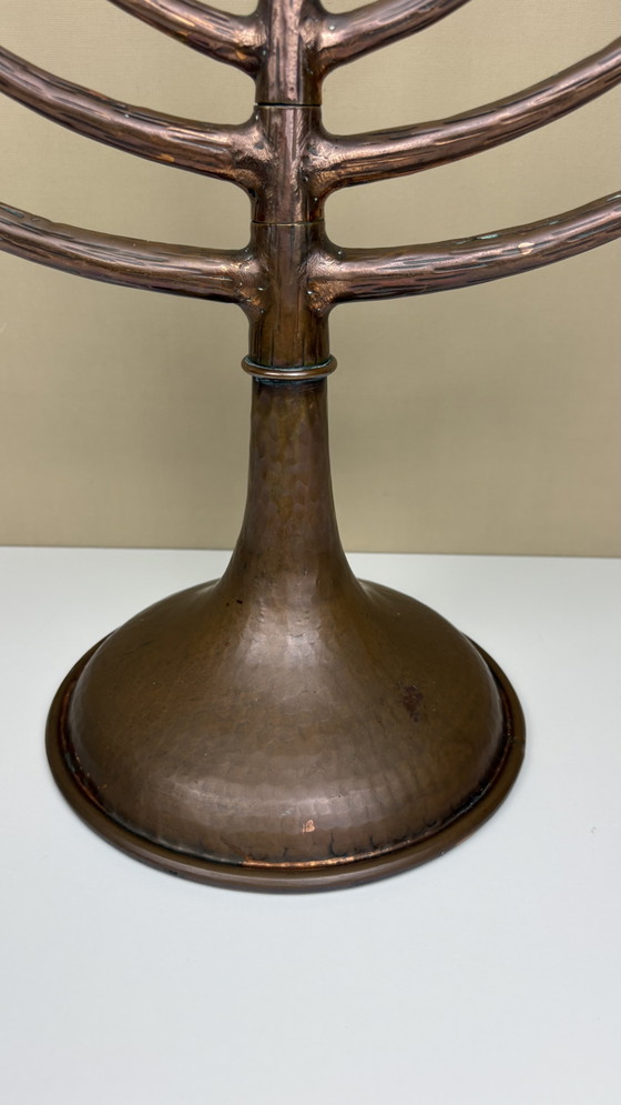 Egidio Casagrande Brutalist Italian Design 9-Arm Movable Vintage Hammered Copper Candle Holder (photo 5 of 15)