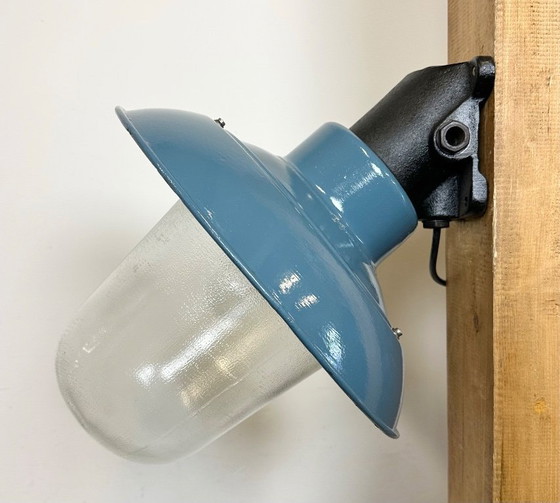 Image 1 of Industrial Blue Painted Factory Lamp Wall Light from Elektrosvit, 1960s