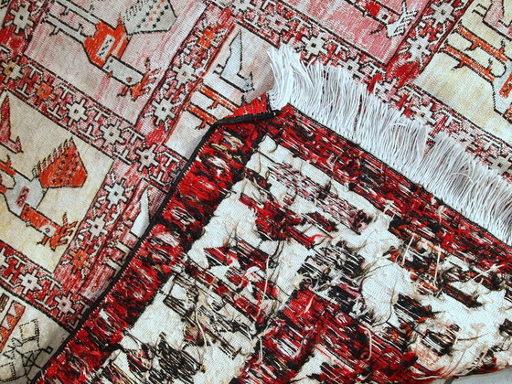 Image 1 of Handmade vintage Persian Sumak silk kilim 4.1' x 6' (125cm x 183cm) 1960s - 1C483