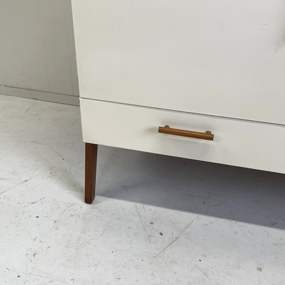 Image 1 of Vintage 1960s dresser chest of drawers with slanted legs cabinet