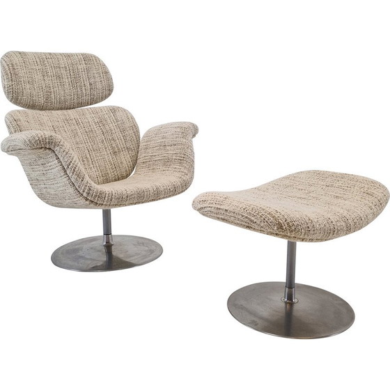 Image 1 of Vintage fauteuil met voetenbankje van Pierre Paulin voor Artifort, 1980