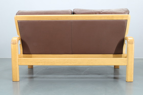 Image 1 of Divano a 2 posti L. Olsen &amp; Søn in quercia e pelle, anni '70, Danimarca
