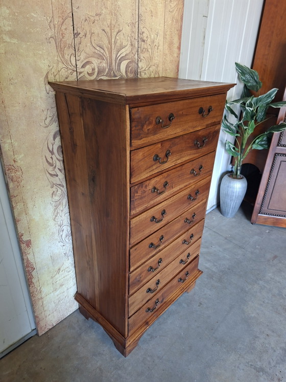 Antike Teakholz-Kommode, Apothekerschrank, Aktenschrank, wunderschön gealterter Schrank, Maße 76 x 45 cm und (photo 3 of 5)