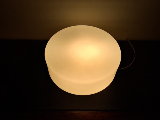Image 1 of 2 Vintage Bauhaus-style ceiling lamps, matte white opaline glass shade