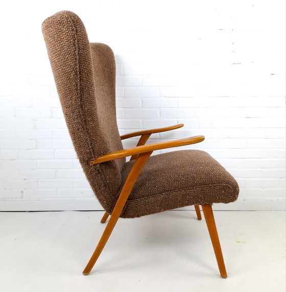 Vintage Wingback Armchair 60s/70s Mid Century Modern – Gold, Textile (photo 3 of 11)