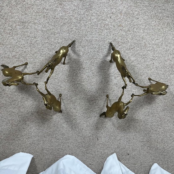 Couchtisch im Hollywood-Regency-Stil, 6 patinierte Messingpferde und Glasplatte, 1970 – Couchtische, Brass (photo 8 of 23)
