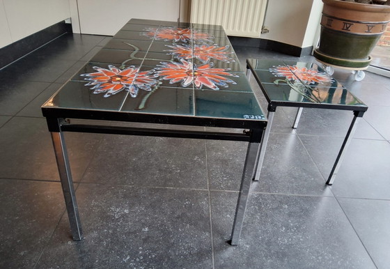 Image 1 of Salontafel met bijzet tafeltje Adri jaren 60/70