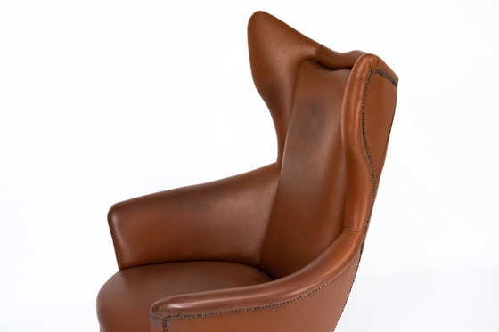 Image 1 of Italiaanse Mid-Century Wingback Fauteuil in Kunstleer, jaren 50