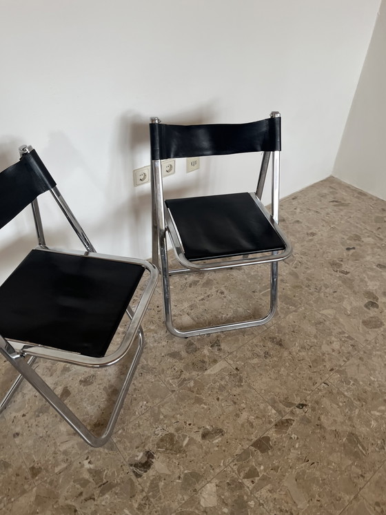 Image 1 of Originele Arrben Tamara klapstoelen met zwart leer