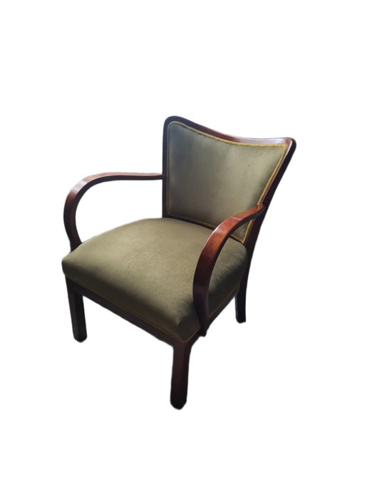 Poltrona Art Déco polacca in faggio, anni '30 – fauteuils, Velvet, Wood (photo 2 of 10)