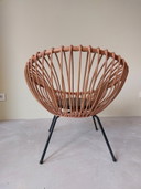 Mid-century rattan chair in the style of Rohé and Franco Albini
