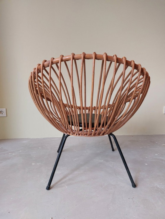 Image 1 of Rattanstuhl aus der Mitte des Jahrhunderts im Stil von Rohé und Franco Albini