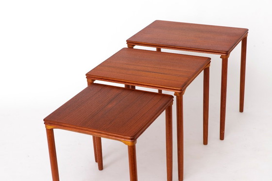 Image 1 of Set of 3 Teak Nesting Tables – 1970s Danish Mid-Century Modern Design, Vintage Side Tables, Scandinavian Teak Furniture