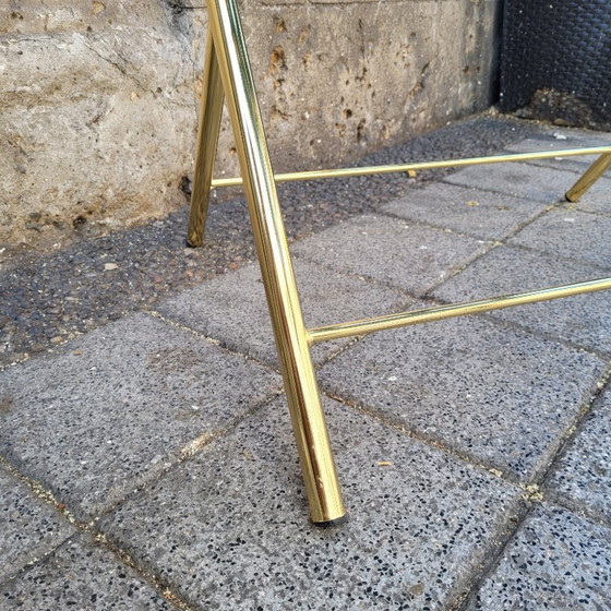 Image 1 of Portavaligie pieghevole per hotel, acciaio placcato oro e tessuto, anni '90 - Francia