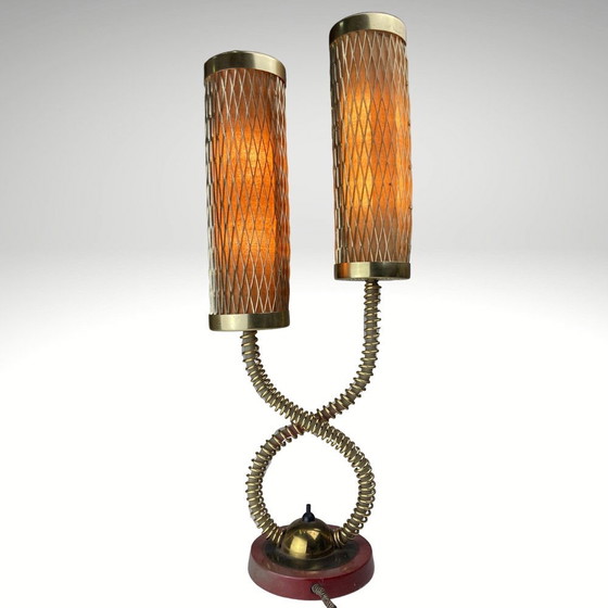 Image 1 of Mid-Century Brass Tubular Architectural Table Lamp, 1960S