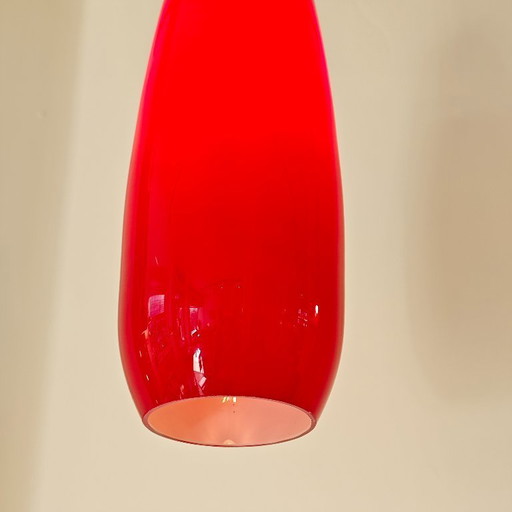 Vintage rote Glas-Pendelleuchte
