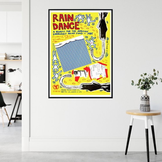 Image 1 of Rain Dance - UNICEF Warhol Lichtenstein Haring Basquiat Ono - 1985 - Poster 70 x 100 cm