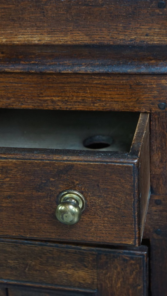 Image 1 of Antique English oak food cupboard/ cabinet from late 18th/ early 19th century