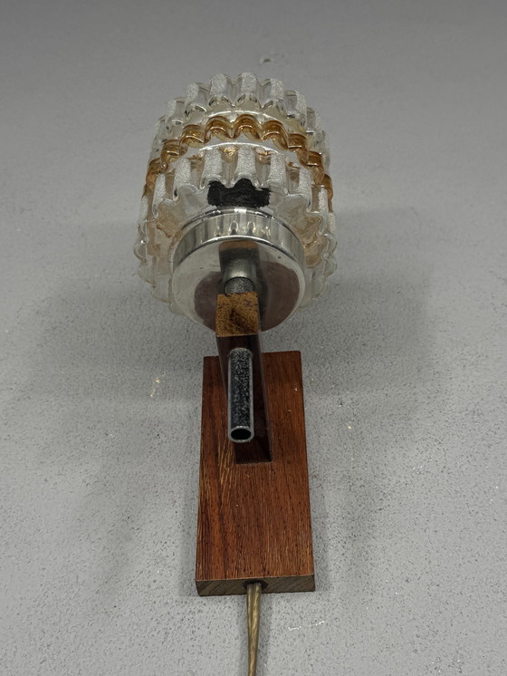 Image 1 of Vintage wall lamp with glass and wood