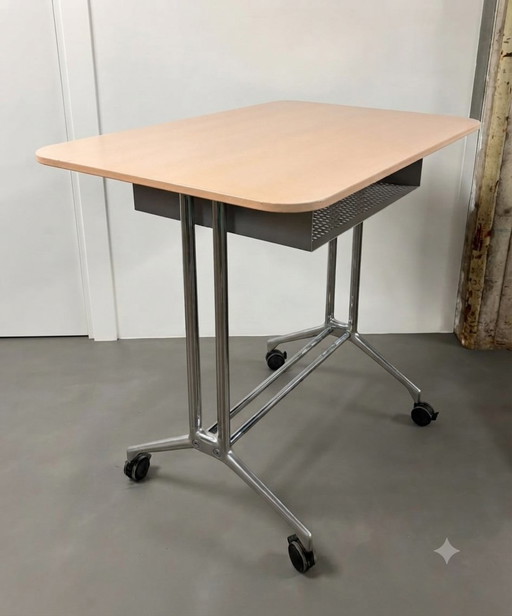 Rare table de travail à chariot Vitra Ad Hoc Spatio design – bureau, Metal, Wood