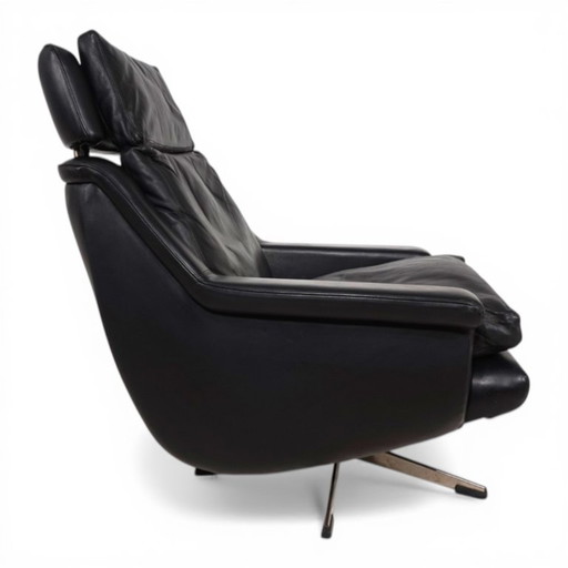 Poltrona lounge ESA 802 in pelle nera di Werner Langenfeld, 1970