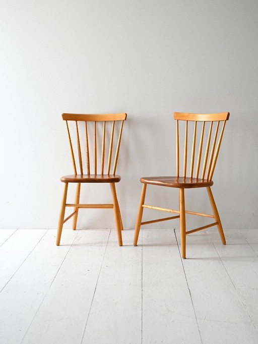 Paire de chaises Pinstolar scandinaves d'époque