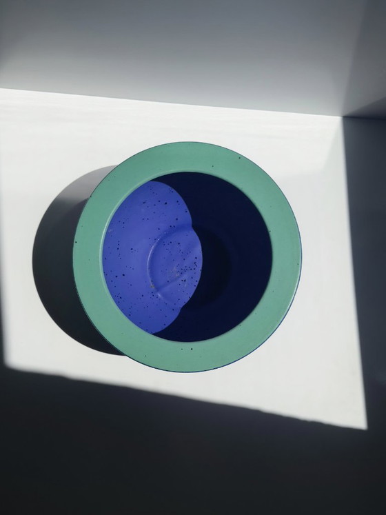 Image 1 of Bol en céramique vintage, postmoderne, bleu cobalt outremer, style années 80/90, bol Memphis