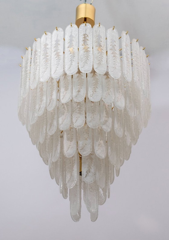 Image 1 of Venini Stijl 6 Verdiepingen Kroonluchter Murano glas Graniglia en Messing, 1970