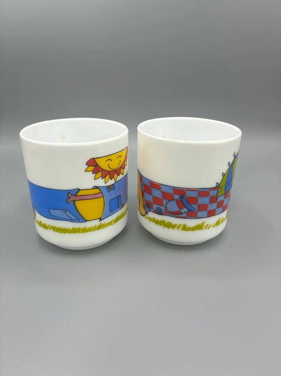 Paar Arcopal-Becher – Haribo-Maskottchen-Hund-Design – Opalglas – 80er Jahre – Geschirr, Retro (photo 4 of 6)