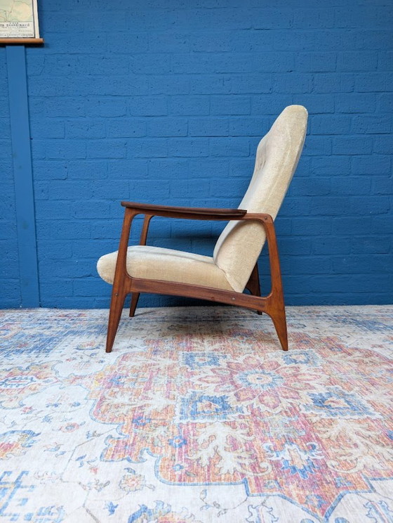 Fauteuil des années 60, Bois, Textile, Crème, Mid Century Modern (photo 2 sur 11)