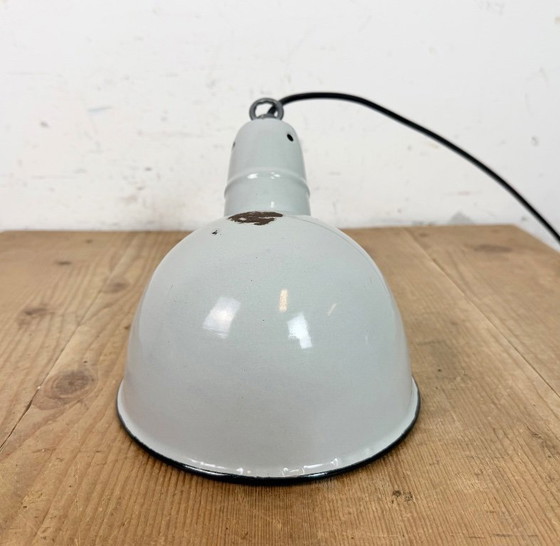 Image 1 of Industrial Grey Enamel Factory Pendant Lamp, 1960s