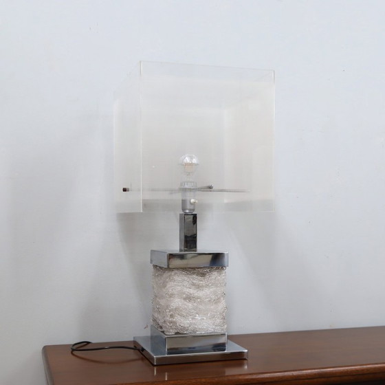 Large 1970s Banci Firenze Chrome & Acrylic Table Lamp – Floor lights (photo 3 of 13)