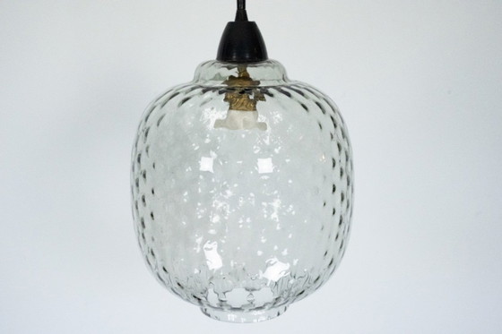 Image 1 of Coppia di lampade a sospensione Mid-Century in vetro di Murano fumé, Italia, anni '50