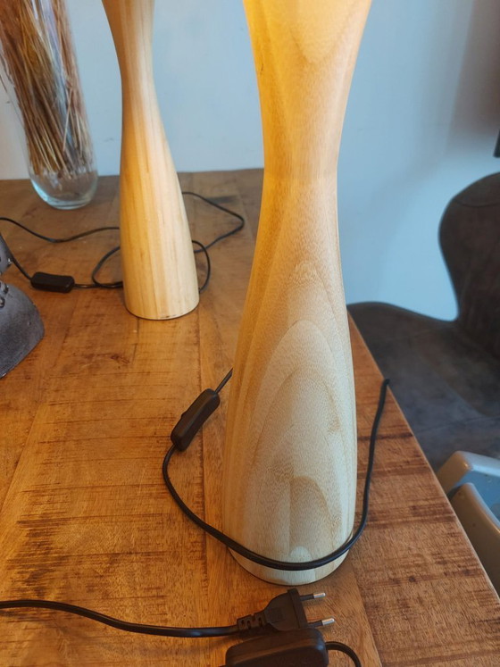 Image 1 of WOOOD Lunar design wooden table lamps – set of 3 – warm ambient lighting