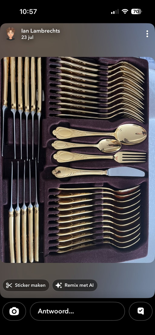 Gilded Cutlery – besteksets, Gold, Metal