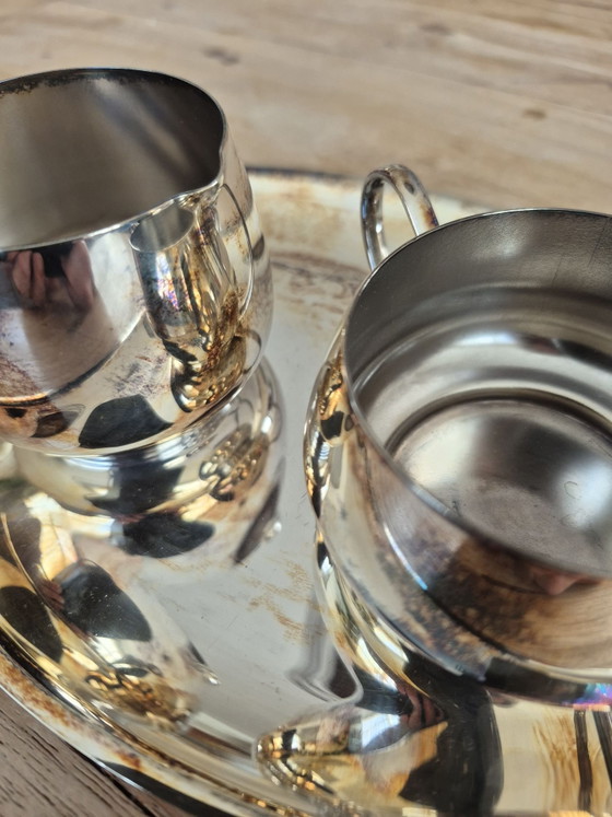 Vintage Creamer Set – Tableware, Metal, Silver (photo 6 of 6)