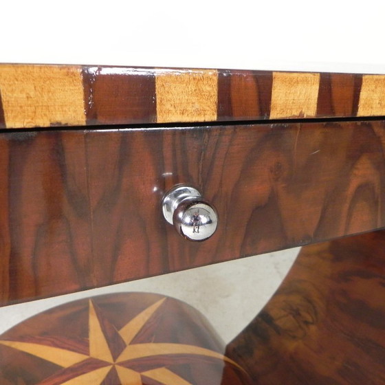 Image 1 of Art Deco style console table with different types of inlaid wood