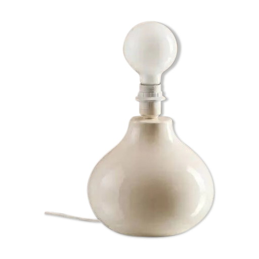 Vintage Weiße Craquelé Glasierte Keramiklampe | Steingut Sockel Lackierte Leuchte Bohemian Chic Handgefertigte Tischlampe