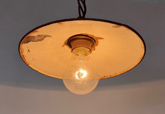 Lampada industriale smaltata verde, anni '50 – Lampade a sospensione, Ferro (photo 10 of 16)