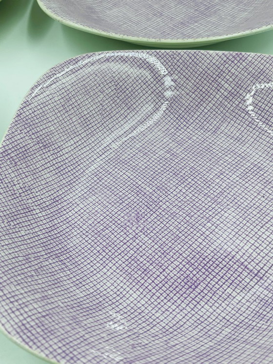 Image 1 of Set di 6 piatti fondi Boch La Louvière – Motivo Seduction 1962 – Vintage belga