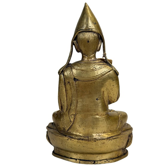 Antiker feuervergoldeter tibetischer Gelug Lama – 18.–19. Jahrhundert – Exportsiegel 1962 – Bildhauerei (photo 5 of 11)