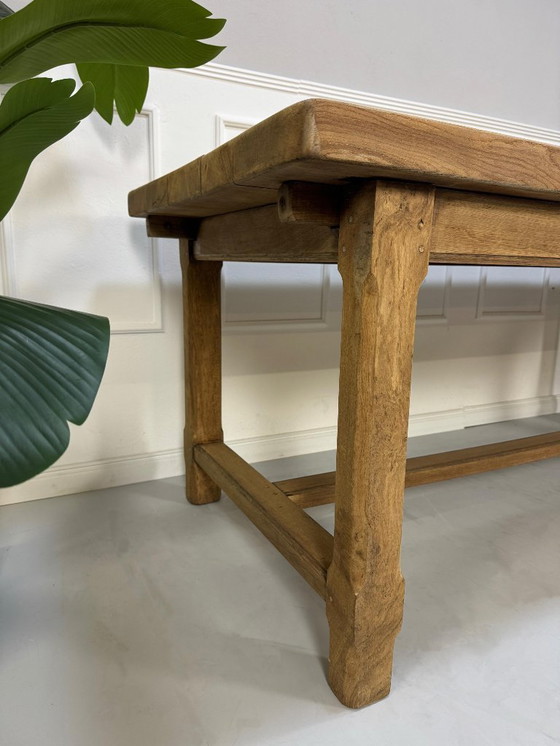 Image 1 of Table de ferme, table de domestique, table de taverne, table ancienne, bois d'orme